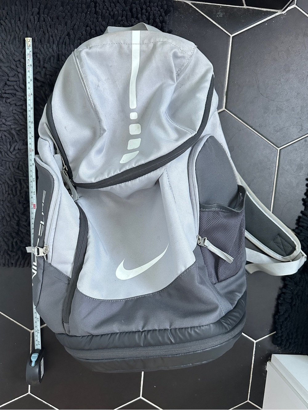 Nike Light Gray and Dark Gray Large Backpack Elite Basketball
